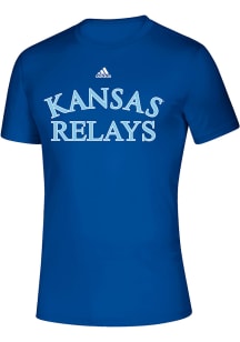 Adidas Kansas Jayhawks Blue Kansas Relays 100 Years Short Sleeve T Shirt