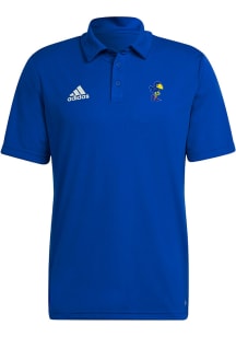 Adidas Kansas Jayhawks Mens Blue Entrada Short Sleeve Polo