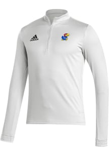 Adidas Kansas Jayhawks Mens White Entrada22 Long Sleeve 1/4 Zip Pullover