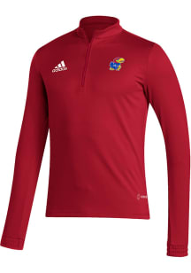 Adidas Kansas Jayhawks Mens Red Entrada22 Long Sleeve 1/4 Zip Pullover