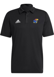 Adidas Kansas Jayhawks Mens Black Entrada22 Short Sleeve Polo