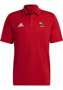 Adidas Kansas Jayhawks Mens Red Entrada22 Short Sleeve Polo