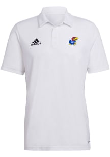 Adidas Kansas Jayhawks Mens White Entrada22 Short Sleeve Polo