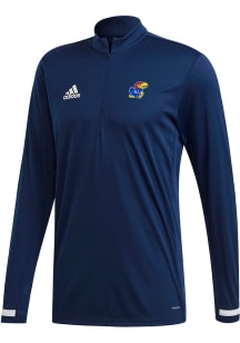 Adidas Kansas Jayhawks Mens Navy Blue Team19 Long Sleeve 1/4 Zip Pullover