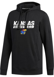 Adidas Kansas Jayhawks Mens Black Basketball Fleece Long Sleeve Hoodie