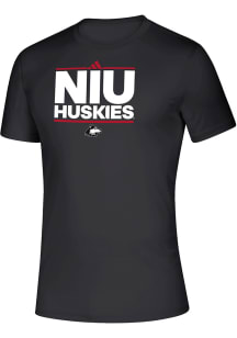 Adidas Northern Illinois Huskies Black Arch mascot Short Sleeve T Shirt