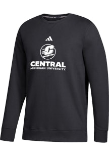 Adidas Central Michigan Chippewas Mens Black Wordmark Long Sleeve Crew Sweatshirt