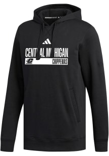 Adidas Central Michigan Chippewas Mens Black Stacked Long Sleeve Hoodie