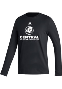 Adidas Central Michigan Chippewas Black Wordmark Long Sleeve T Shirt