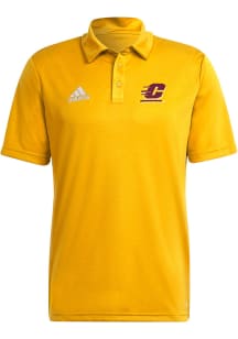 Adidas Central Michigan Chippewas Mens Gold Primary Logo Short Sleeve Polo