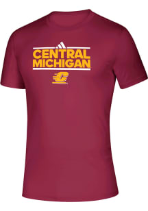 Adidas Central Michigan Chippewas Red Stacked Short Sleeve T Shirt