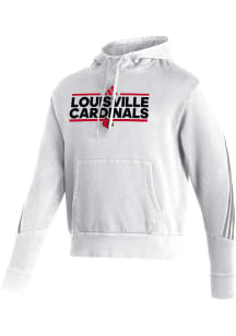 Adidas Louisville Cardinals Mens White Fleece Long Sleeve Hoodie