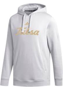 Adidas Tulsa Golden Hurricane Mens White Fleece Long Sleeve Hoodie