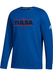 Adidas Tulsa Golden Hurricane Mens Blue Fleece Long Sleeve Crew Sweatshirt