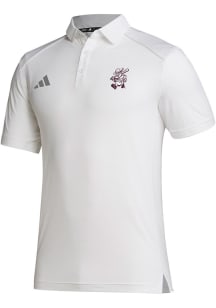 Adidas Texas A&amp;M Aggies Mens White Classic Baseball Ol Sarge Short Sleeve Polo