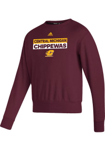 Adidas Central Michigan Chippewas Mens Maroon Fleece Long Sleeve Crew Sweatshirt