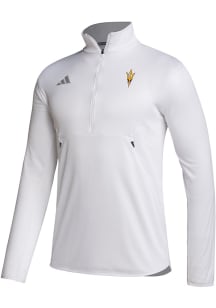 Adidas Arizona State Sun Devils Mens White Sideline Knit Long Sleeve 1/4 Zip Pullover