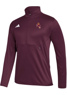 Adidas Arizona State Sun Devils Mens Maroon Sideline Knit Sparky Long Sleeve 1/4 Zip Pullover
