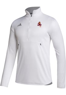 Adidas Arizona State Sun Devils Mens White Sideline Knit Sparky Long Sleeve 1/4 Zip Pullover