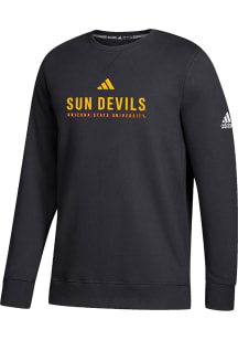 Adidas Arizona State Sun Devils Mens Black Fleece Flat Name Long Sleeve Crew Sweatshirt