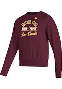 Adidas Arizona State Sun Devils Mens Maroon Vintage Logo Long Sleeve Crew Sweatshirt