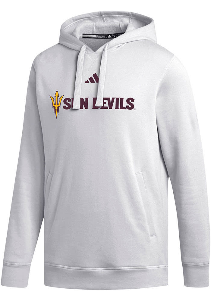 ASUです Adidas Arizona State Sun Devils Mens Fleece Dassler Hoodie - WHITE