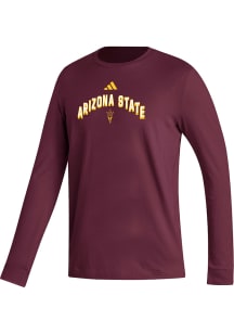 Adidas Arizona State Sun Devils Maroon Fashion Arch Mascot Long Sleeve T Shirt