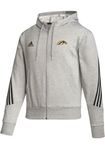 Mens Western Michigan Broncos Grey Adidas Three Stripe Long Sleeve Full Zip Jacket