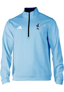 Adidas Kansas Jayhawks Mens Light Blue 0 Elevated Long Sleeve Qtr Zip Pullover