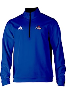 Adidas Tulsa Golden Hurricane Mens Blue 0 Elevated Long Sleeve Qtr Zip Pullover