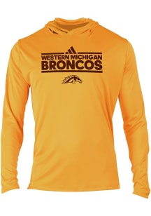 Mens Western Michigan Broncos Gold Adidas 0 Primary Logo Long Sleeve Hoodie