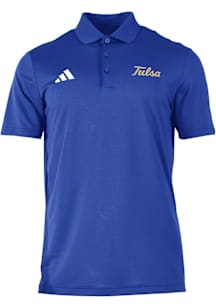 Adidas Tulsa Golden Hurricane Mens Blue 0 Ottoman Short Sleeve Polo