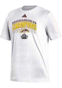 Western Michigan Broncos White Adidas 2025 National Mens Hockey Champions Short Sleeve T Shirt
