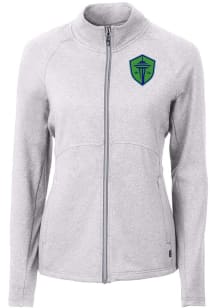 Cutter and Buck Seattle Sounders FC Womens Grey Adapt Eco Knit Light Weight Jacket