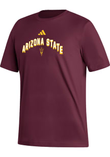 Adidas Arizona State Sun Devils Maroon Fresh Arch Mascot Short Sleeve T Shirt