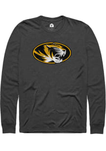 Rally Missouri Tigers Charcoal Primary Logo Distressed Long Sleeve Fashion T Shirt