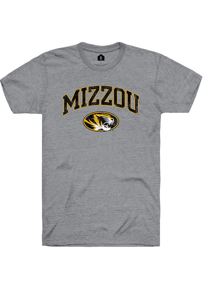 Rally Missouri Tigers Grey Arch Mascot Distressed Short Sleeve Fashion T Shirt