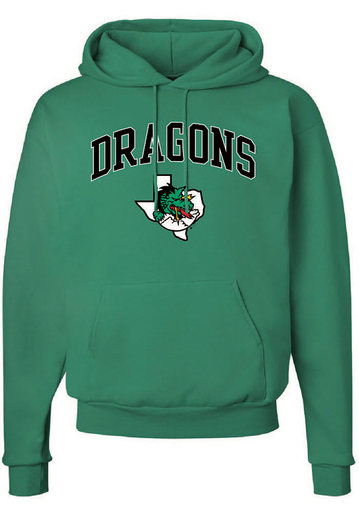 Rally Carroll High School Dragons Mens Green Arch Mascot Long Sleeve Hoodie
