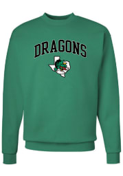 Rally Carroll High School Dragons Mens Green Arch Mascot Long Sleeve Crew Sweatshirt