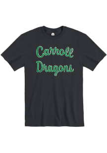 Rally Carroll High School Dragons Black Script Dual blend Short Sleeve Fashion T Shirt