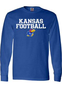 Rally Kansas Jayhawks Blue Football Stacked Long Sleeve T Shirt