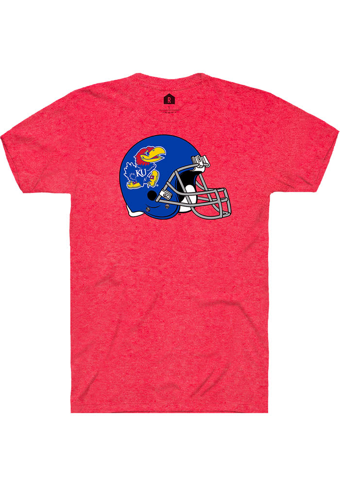 Rally Kansas Jayhawks Red Football Helmet Short Sleeve T Shirt
