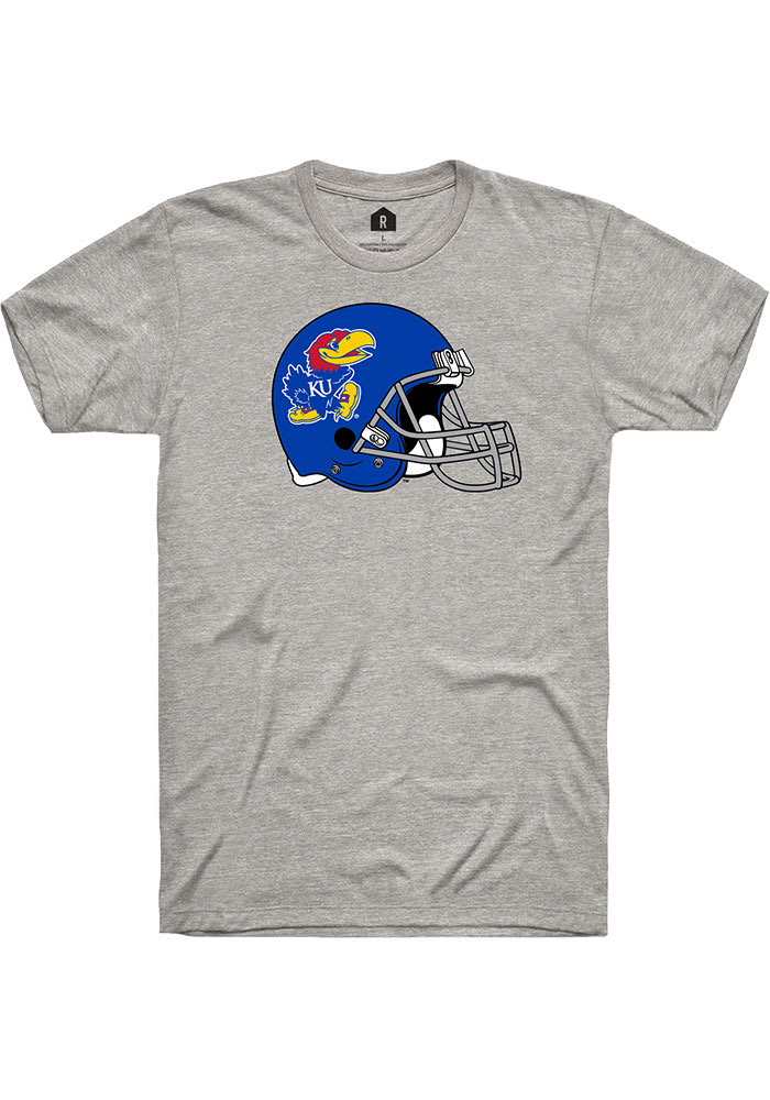 Rally Kansas Jayhawks Grey Football Helmet Short Sleeve T Shirt