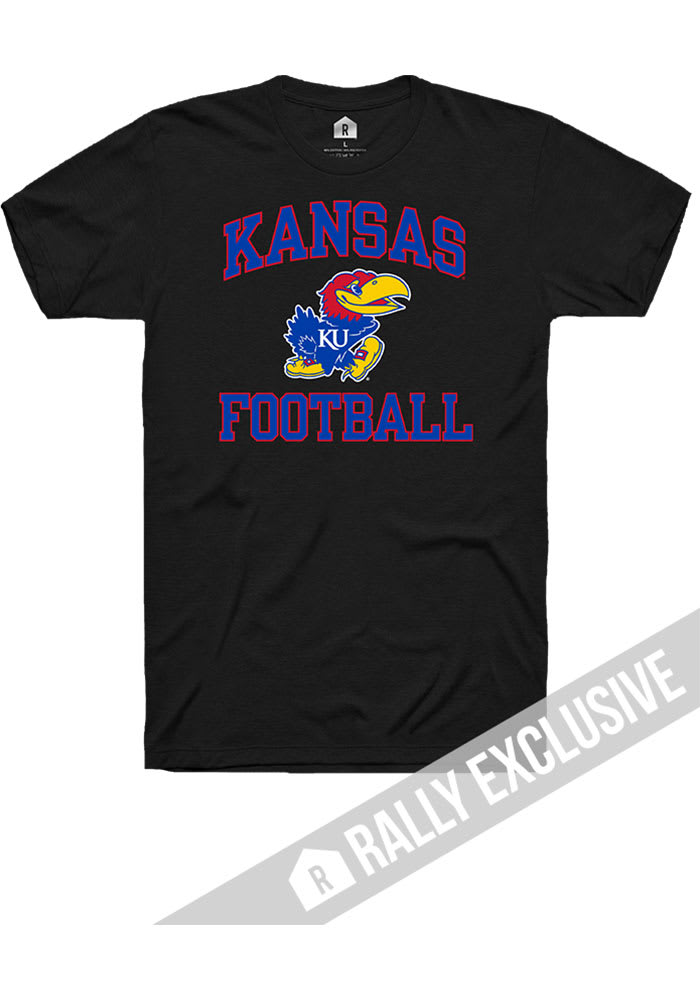 Rally Kansas Jayhawks Black Football Number One Short Sleeve T Shirt