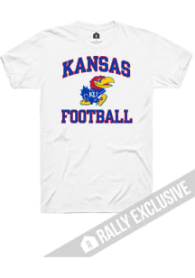 Rally Kansas Jayhawks White Football Number One Short Sleeve T Shirt