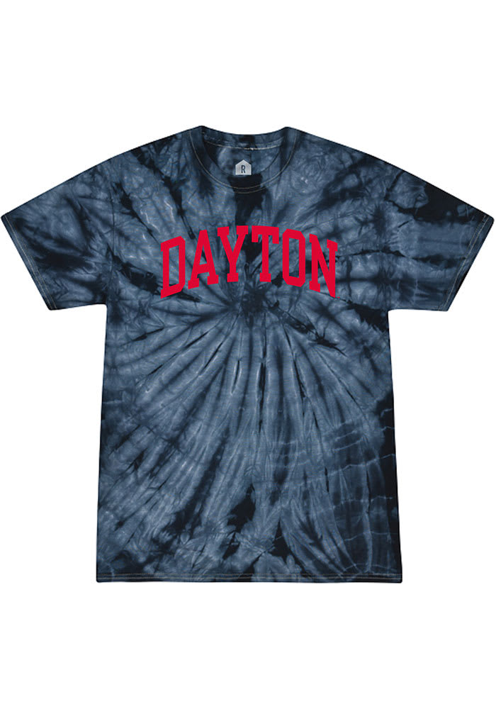 Rally Dayton Flyers Navy Blue Spiral Tie Dye Short Sleeve Fashion T Shirt