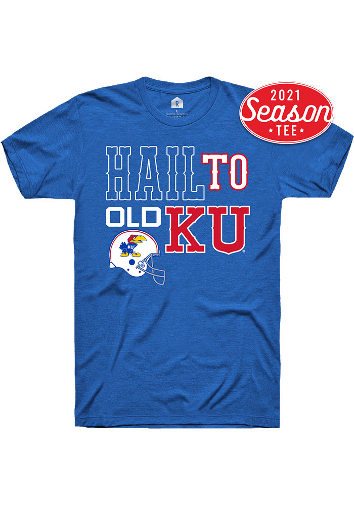 Rally Kansas Jayhawks Blue Football Hail To Old Short Sleeve Fashion T Shirt