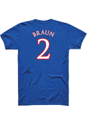 Christian Braun Kansas Jayhawks Blue Player Name and Number Short Sleeve Player T Shirt