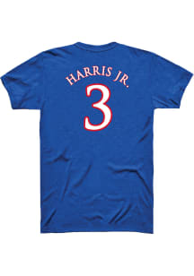 Dajuan Harris Jr Kansas Jayhawks Blue Basketball Player Name and Number Short Sleeve Player T Sh..