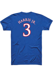 Dajuan Harris Jr Kansas Jayhawks Blue Player Name and Number Short Sleeve Player T Shirt